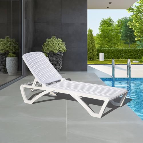 Adjustable Aluminum Outdoor Chaise Lounge with Table H282713