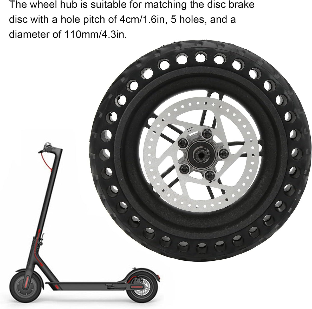 8.5 inch Electric Scooter Rear Tire Set with Wheel Hub Disc Brake, Pack of 2 T269824