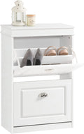 White 2 Flip-Drawers Shoe Cabinet U7076
