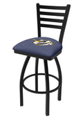 Black Wrinkle Swivel Bar Stool with Ladder Style Back V486167