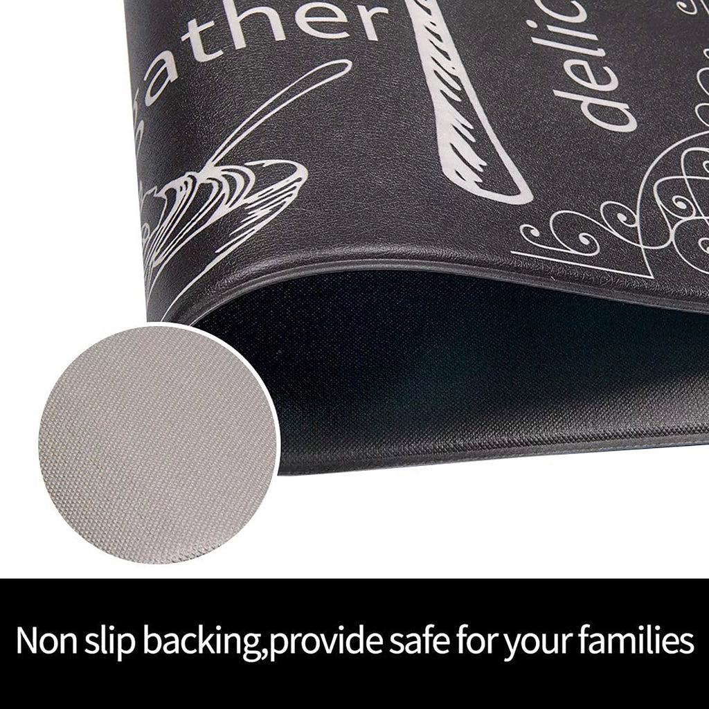 Anti Fatigue Kitchen Rug Mats Set of 2 Waterproof Non-Slip Black N589