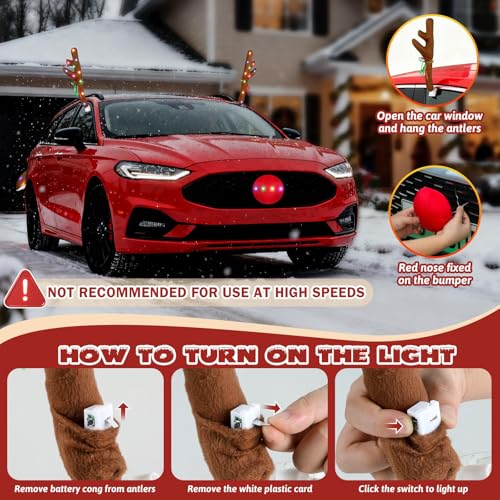 Car Reindeer Antlers & Nose with Lights A493899
