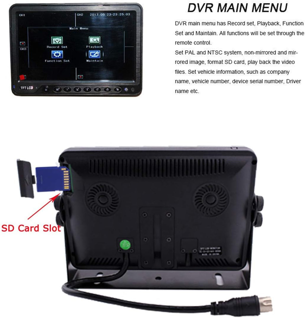 7 inch Backup Camera System with Quad Split Screen Monitor K395