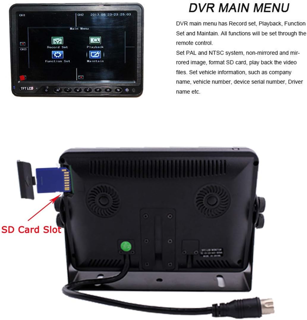 7 inch Backup Camera System with Quad Split Screen Monitor K395