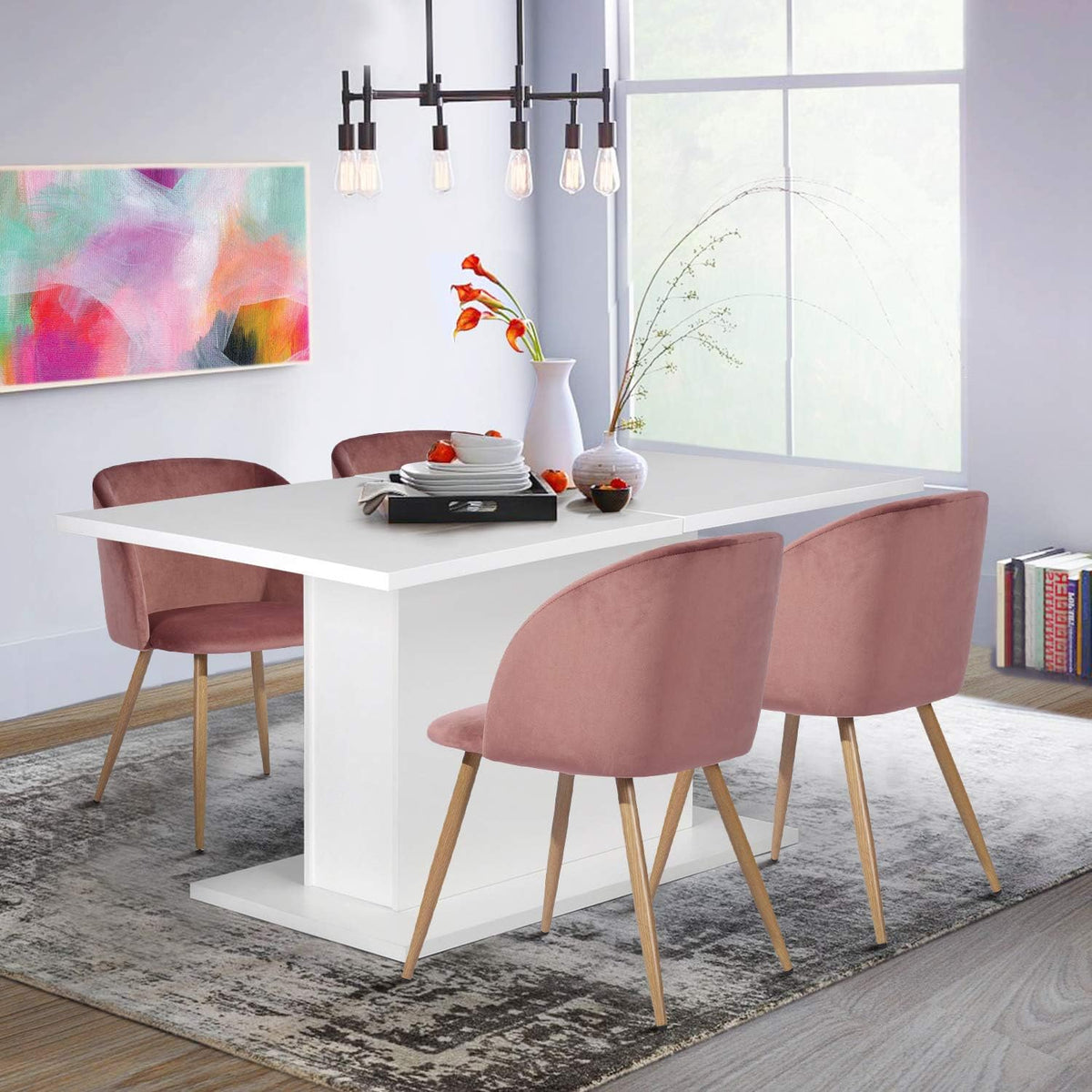 White High Gloss Wooden Expandable Dining Table E698