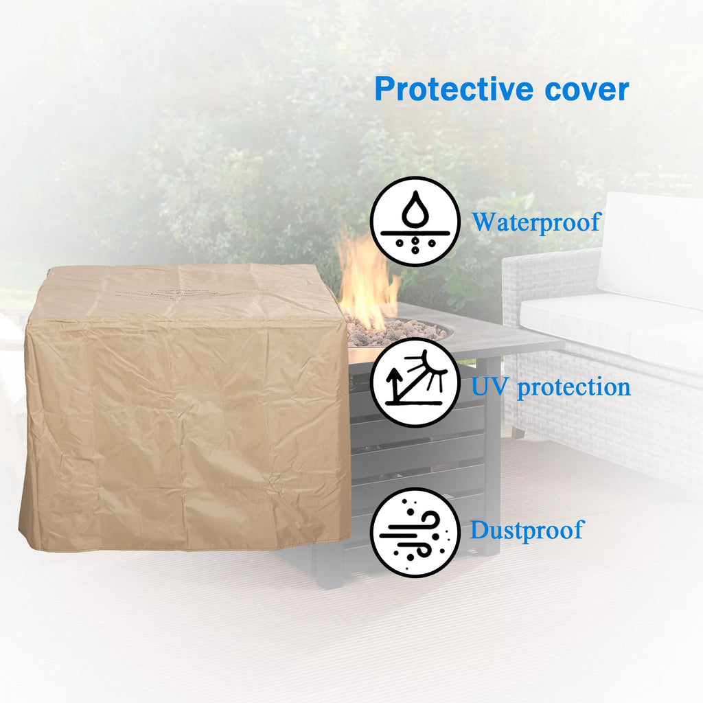 32" Gas Fire Pit Table 50,000 BTU with Waterproof Cover Y396