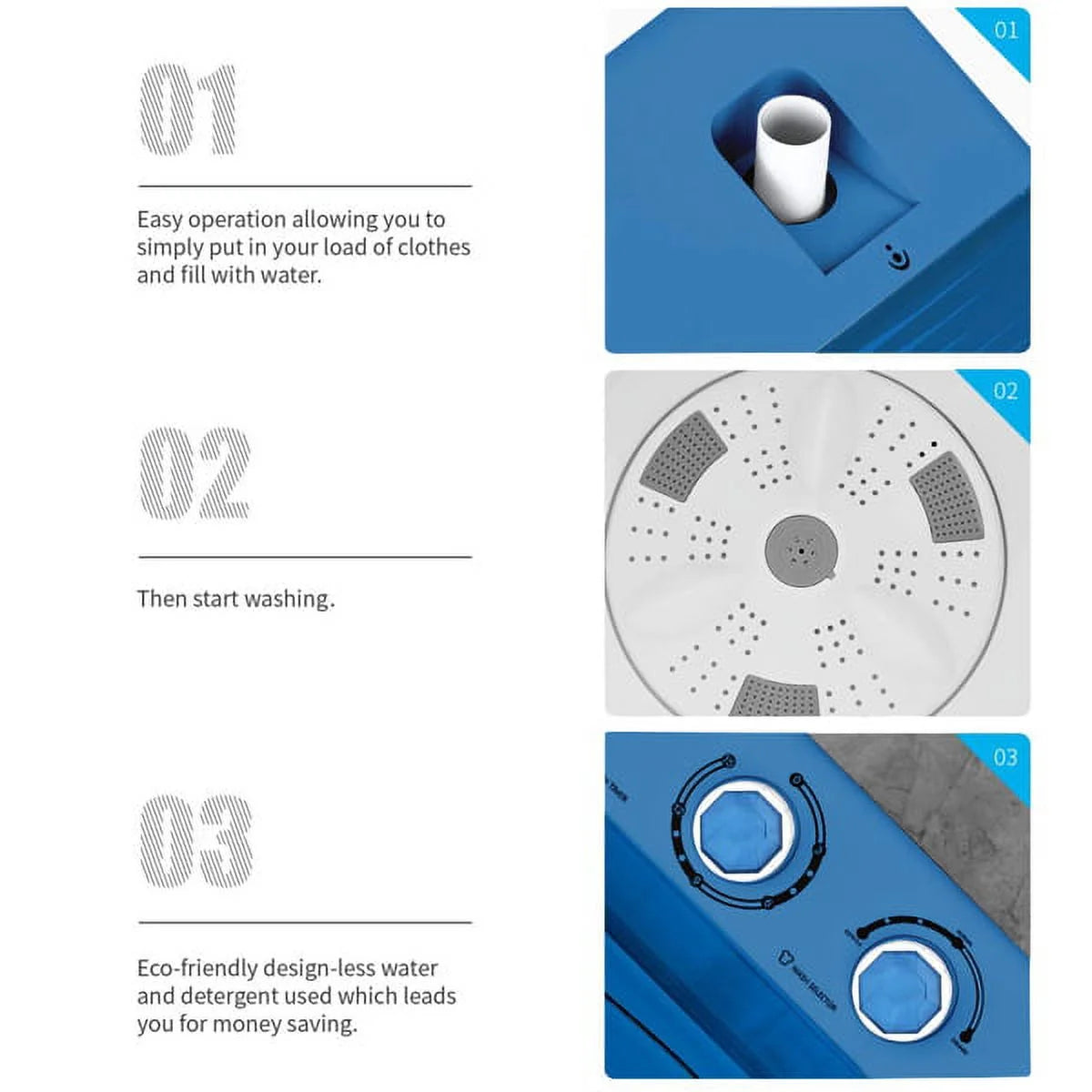 Semi-automatic Twin Tub Washing Machine, White&Blue F145734