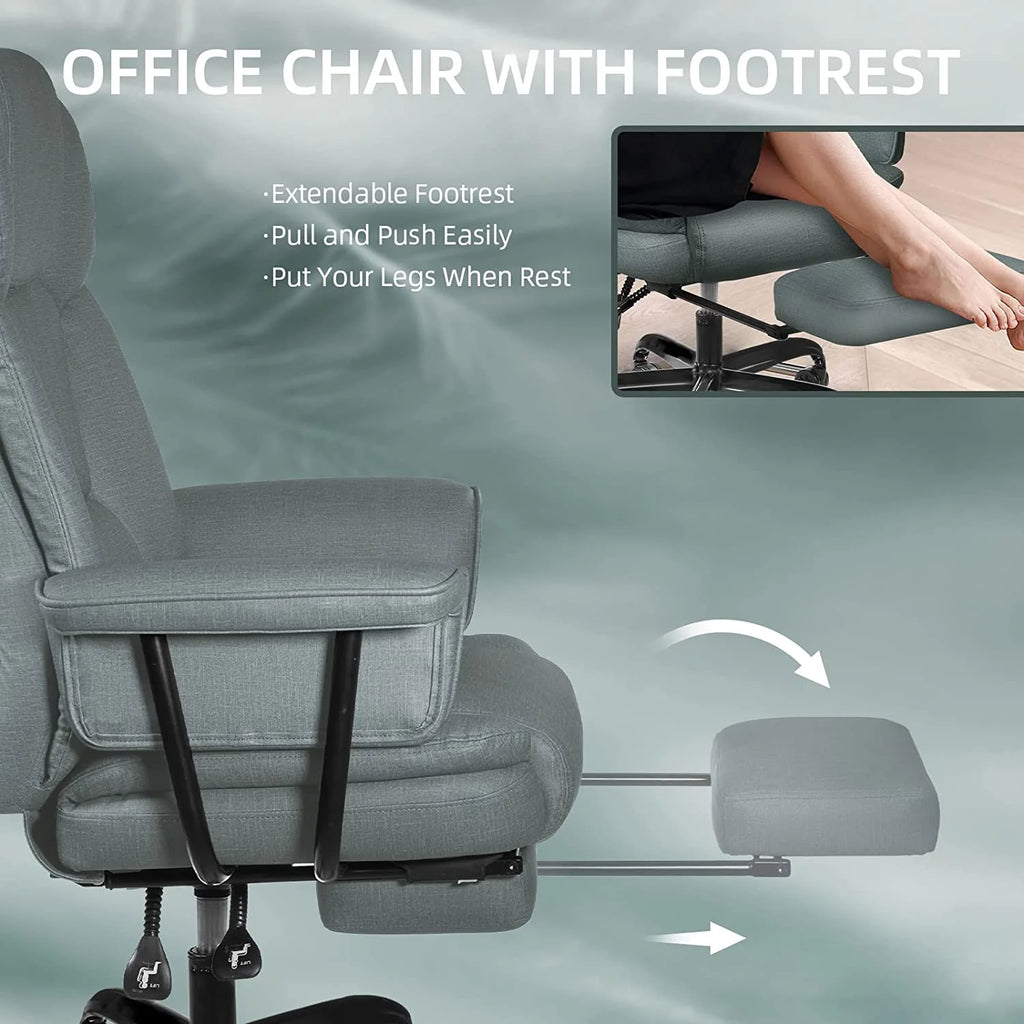 Gray High Back Leather Office Chair 400lb R1482