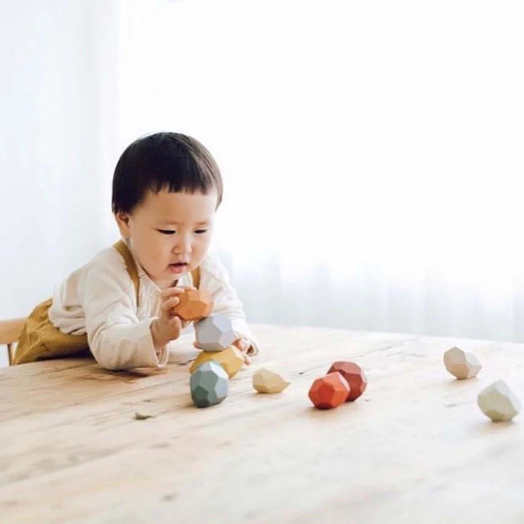 36 Pcs Wooden Colored Stone Stacking Game Building Block T886