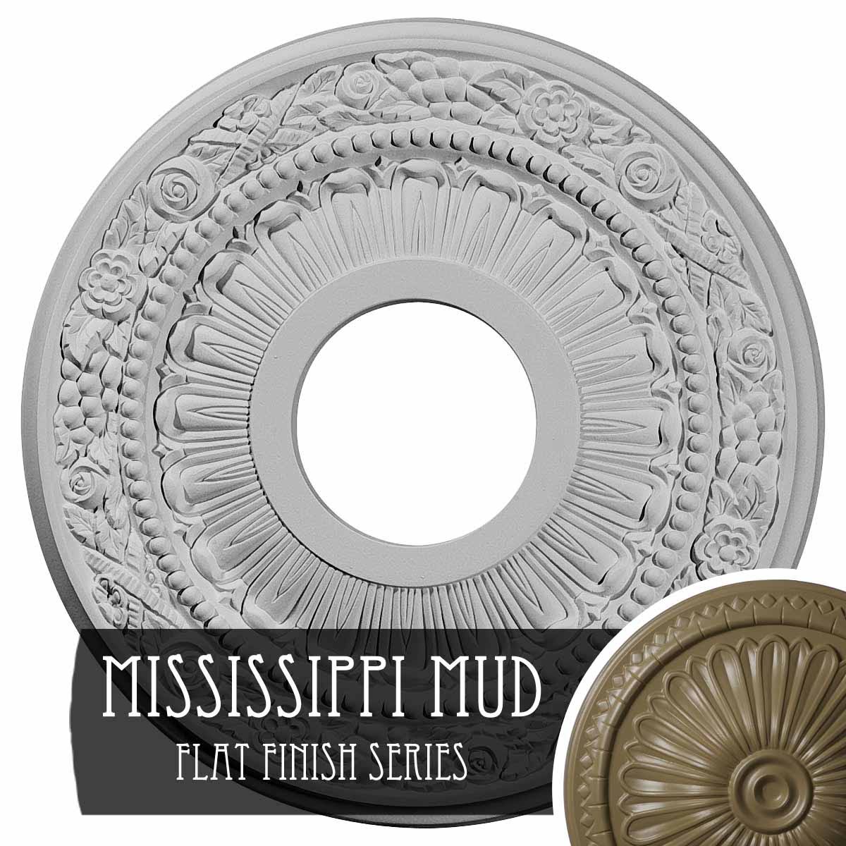 12 1/8x22OD x 3 5/8x22ID x 7/8x22P Ceiling Medallion, Hand-Painted Mississippi Mud B70455