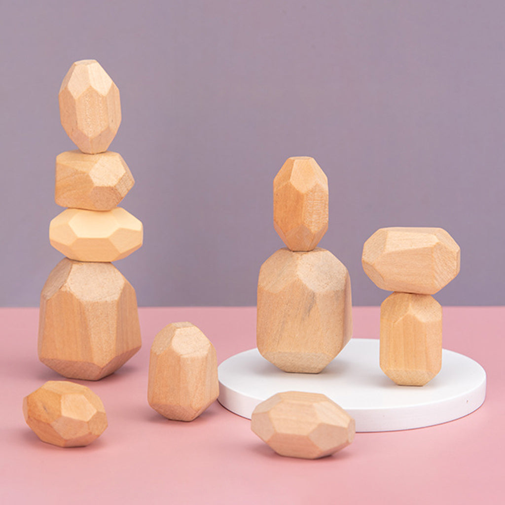 36 Pcs Wooden Colored Stone Stacking Game Building Block T886