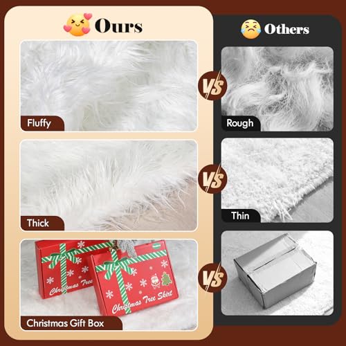 48 Inch White Faux Fur Christmas Tree Skirt D576
