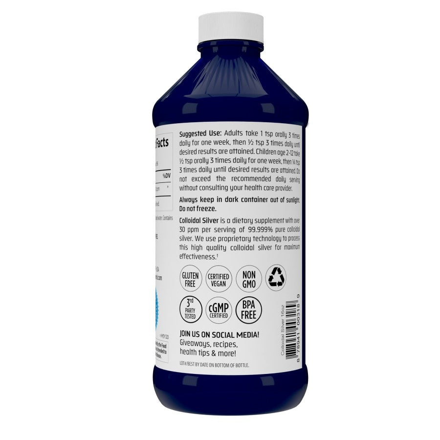 Colloidal Silver Liquid Mineral Supplement, 30 PPM, 16 oz Bottle L6973