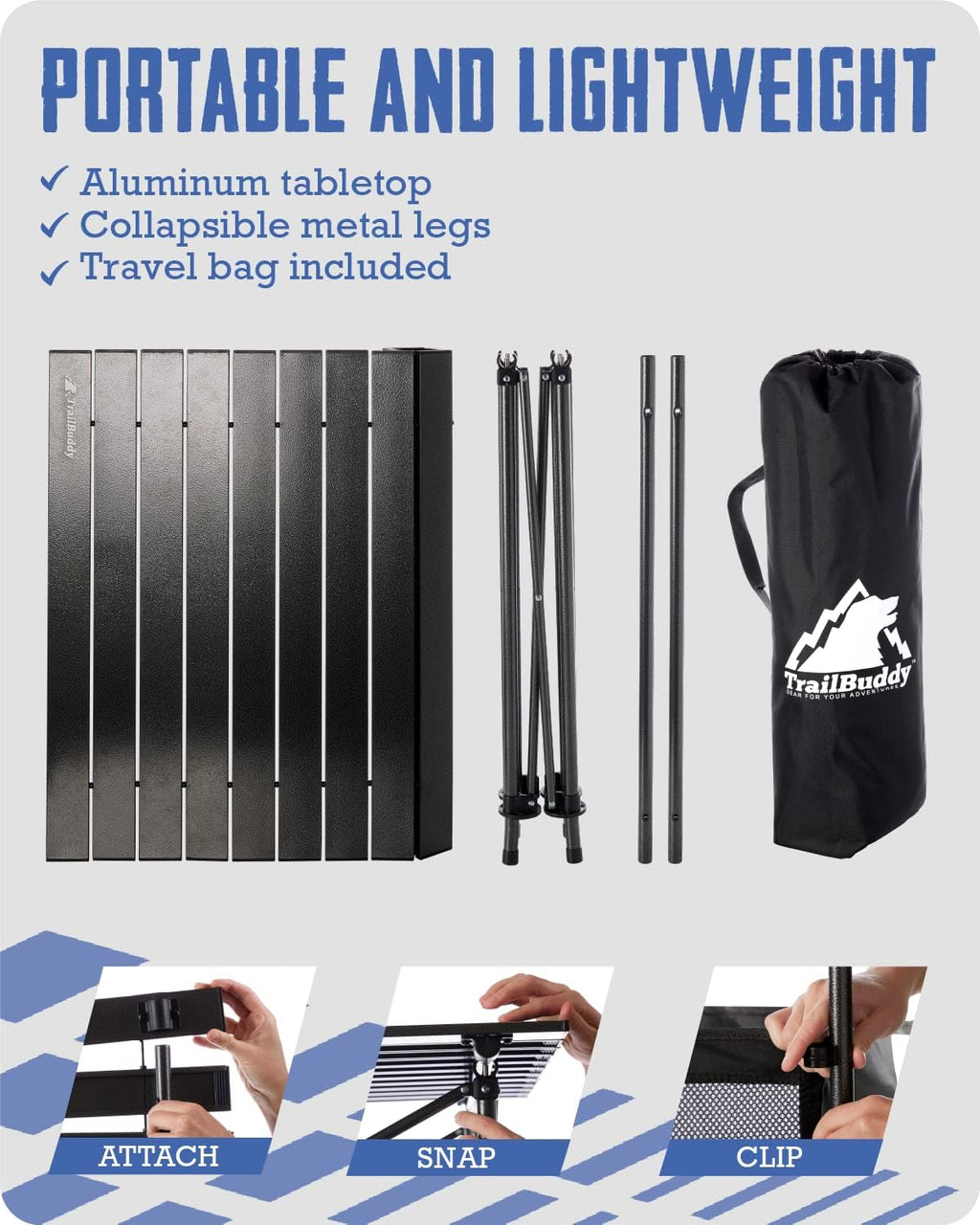 Aluminum Folding Camping Table with Carry Bag, 28in x 28in x 28in U296