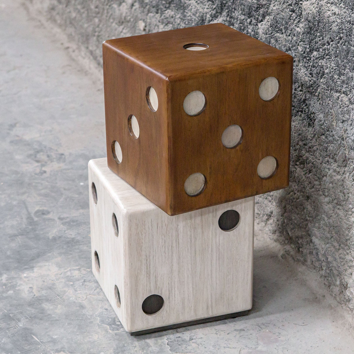 15" Wide Suar Wood Dice Accent Side Table Z68431