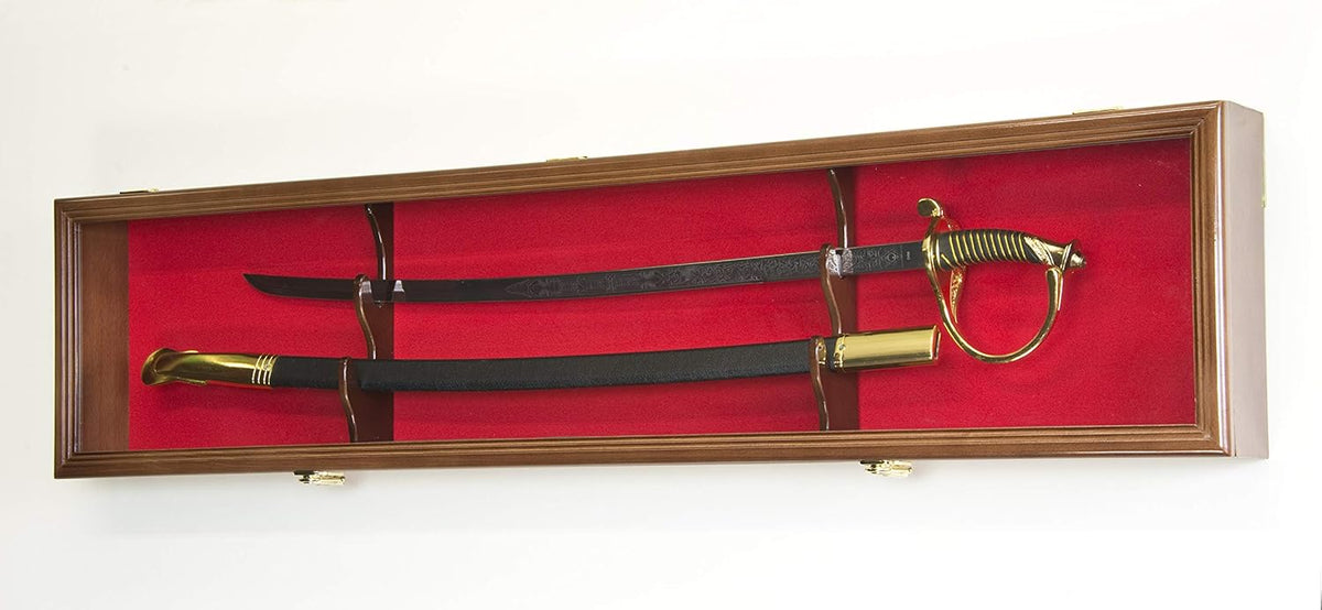 Sword Display Case Cabinet with Lockable Wall Rack Box X5498