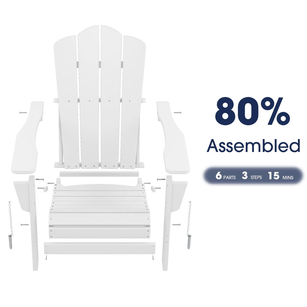 White HDPE Folding Adirondack Chair B9057