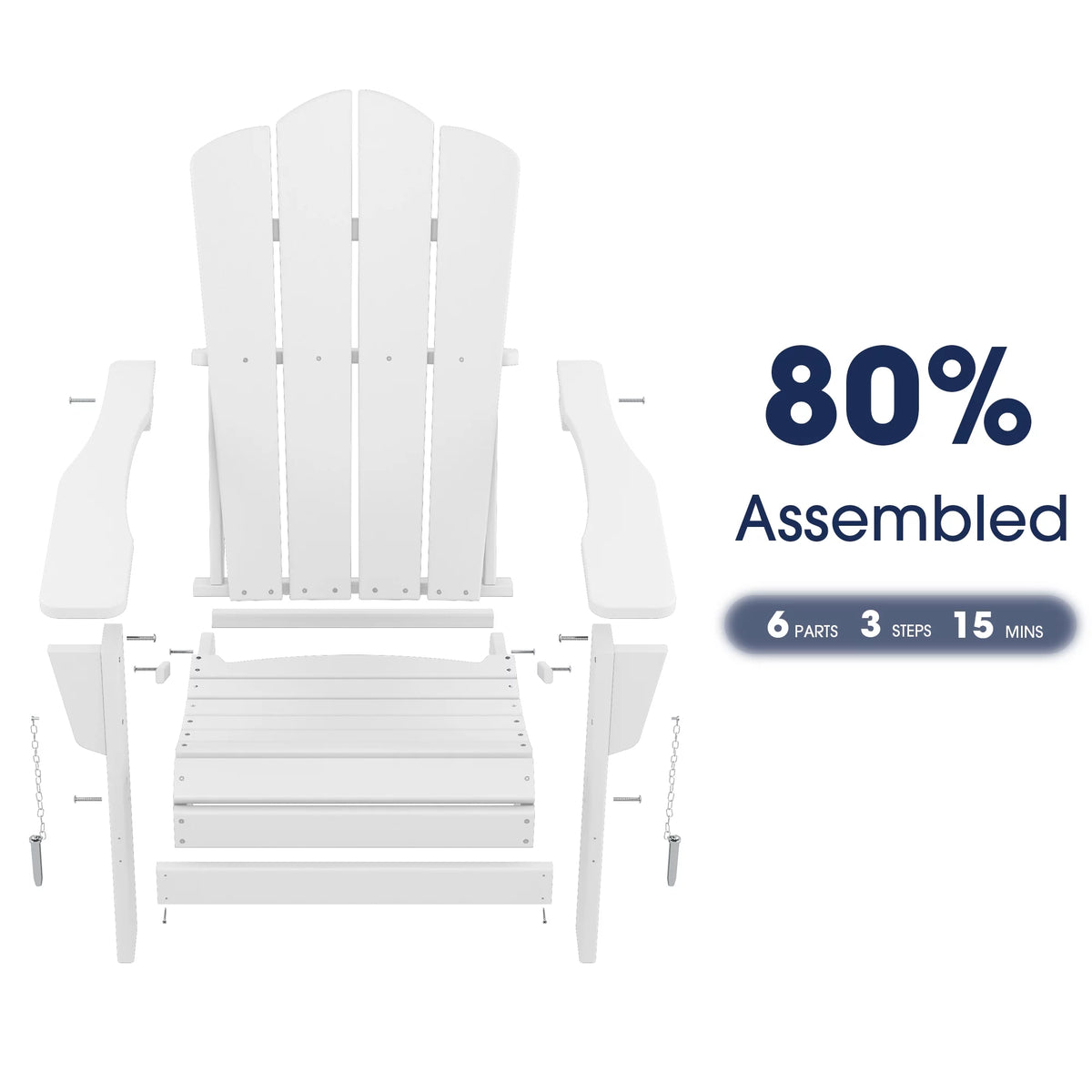 White HDPE Folding Adirondack Chair B9057