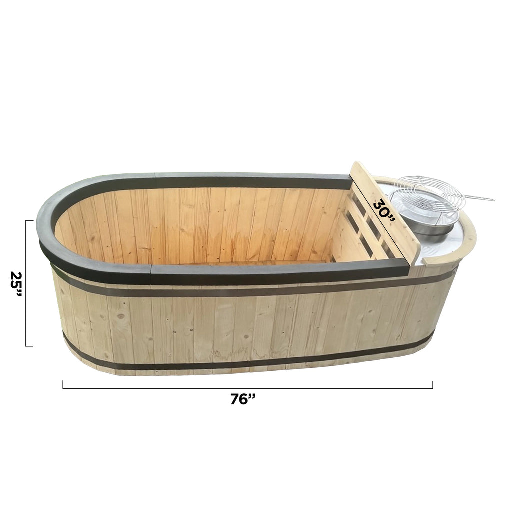 Natural Pine Wood Hot Tub 2 Persons 132 Gallons with Charcoal Stove K16619