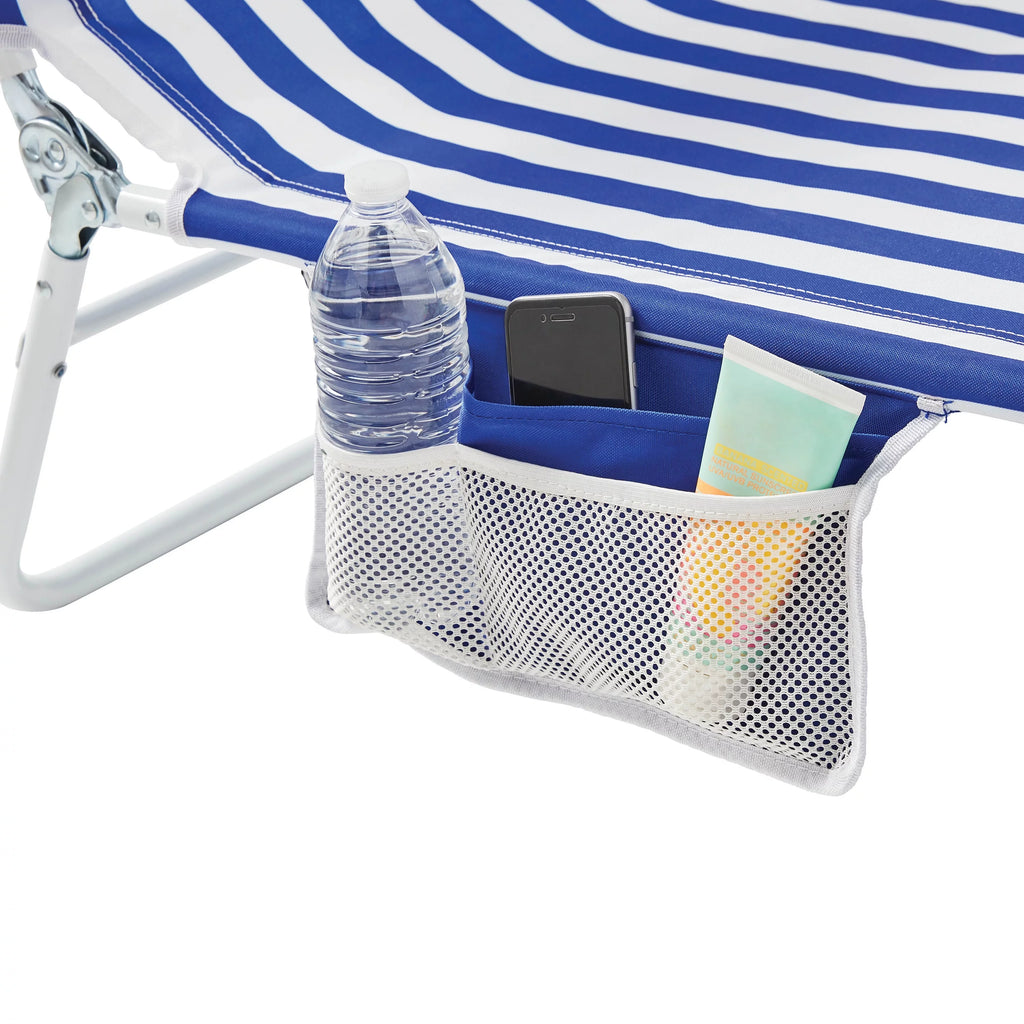 Blue & White Stripe Folding Beach Lounger 2-Pack X362127
