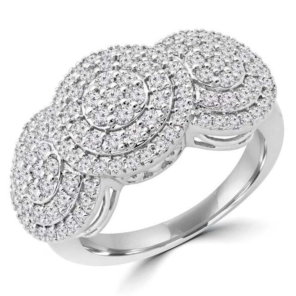 1 CTW Round Diamond Double Halo Engagement Ring in 14K White Gold T664