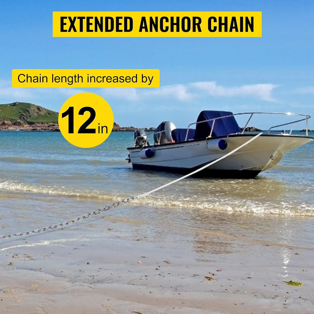 15' x 5/16" Boat Anchor Chain, 1/2" x 200' Nylon Rope, Galvanized Steel Chain S4649