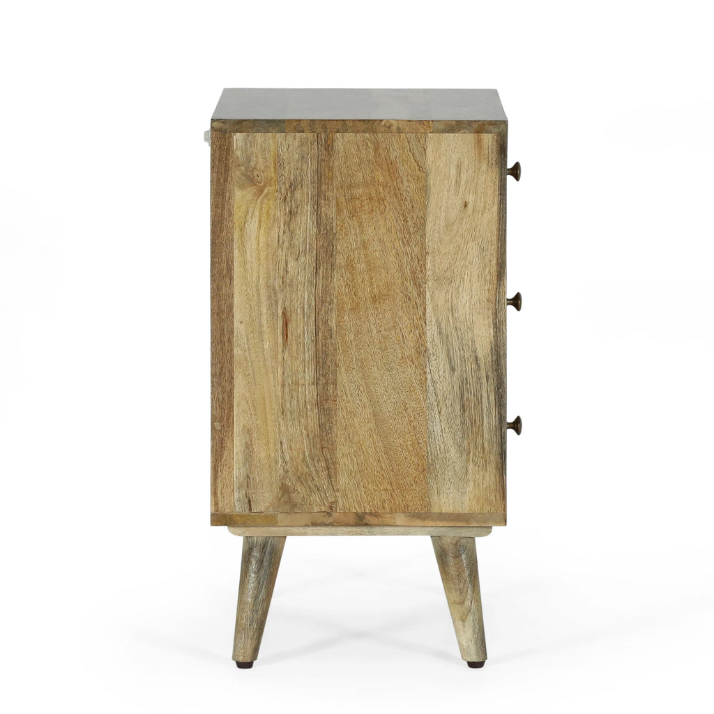 Handmade Mango Wood 3 Drawer Nightstand M688
