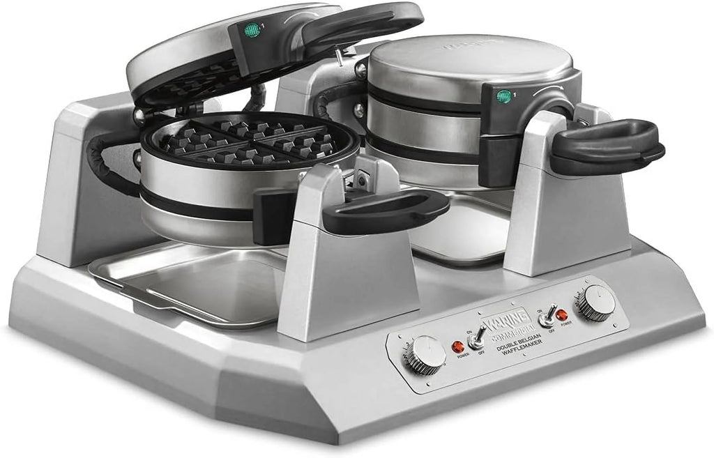 Double Side Belgian Waffle Maker, Non Stick Plates, 75 Waffles Per Hour B360096