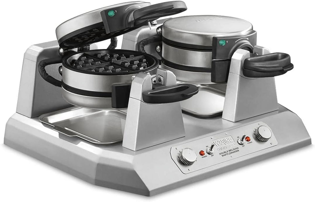 Double Side Belgian Waffle Maker, Non Stick Plates, 75 Waffles Per Hour B360096