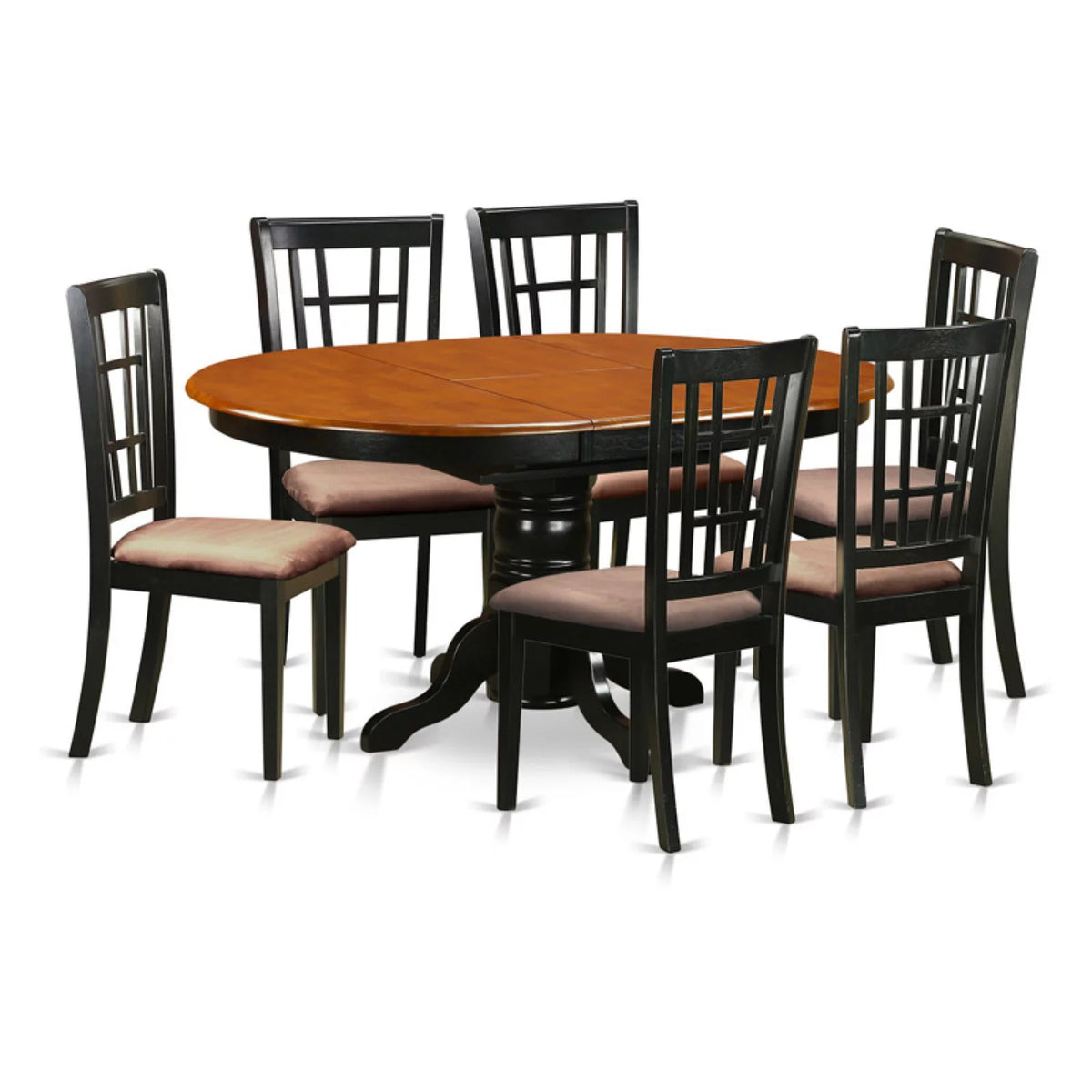 7 Piece Oval Pedestal Dining Table Set with Chairs L33234
