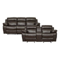 Brown Faux Leather 2-Piece Reclining Sofa Set J25533