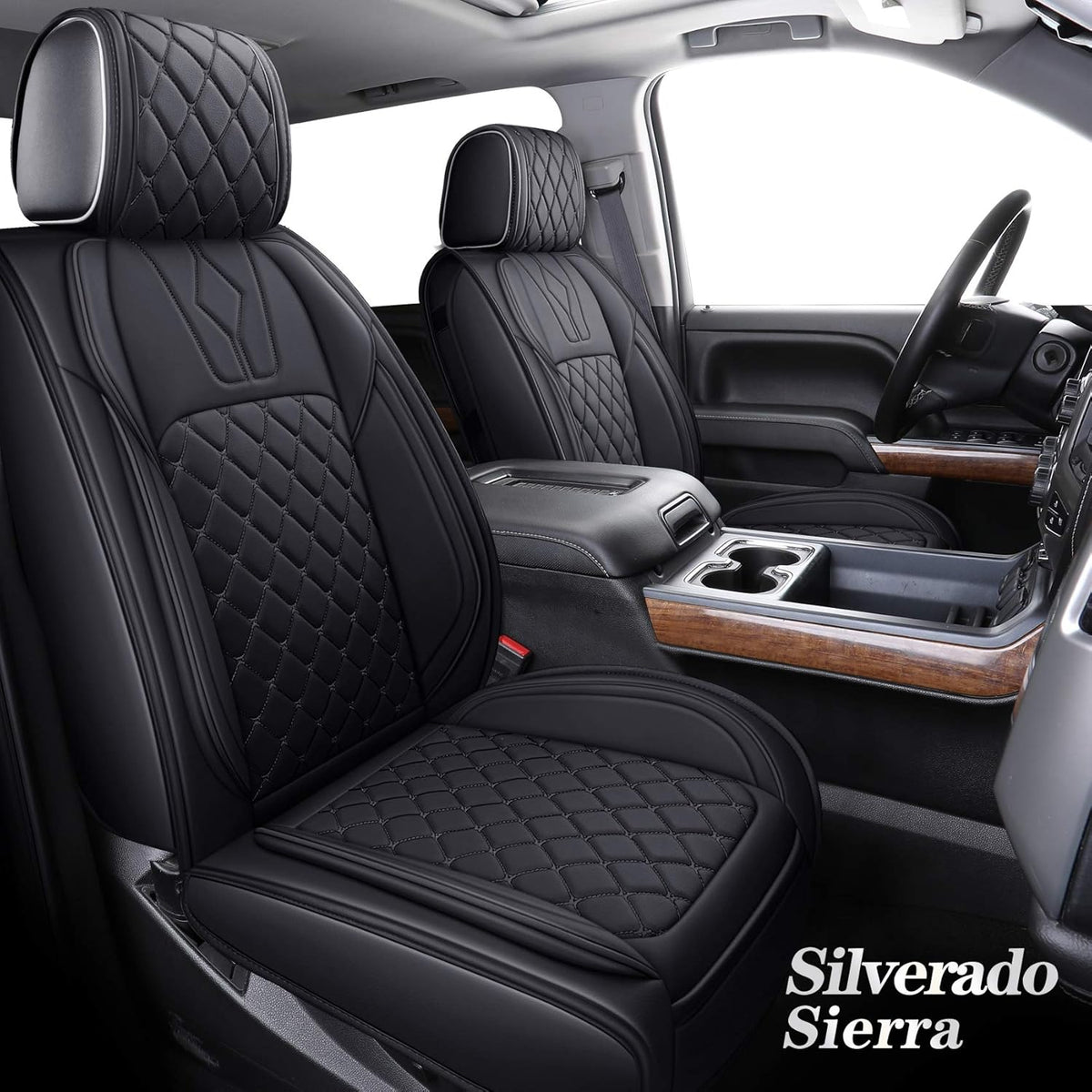 Black and Blue Waterproof Leather Car Seat Covers Full Set J5828