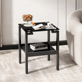 Black Tempered Glass 2 Layer End Table V882769