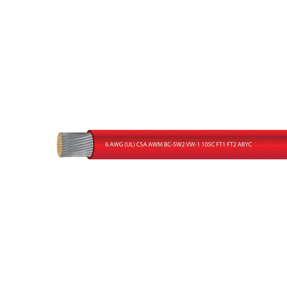 6 AWG Marine Grade Tinned Copper Boat Battery Cable 600 Volts Red 50 Feet J77627