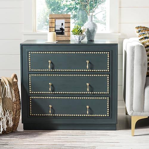 Beige Light Grey 3-Drawer Chest C7409