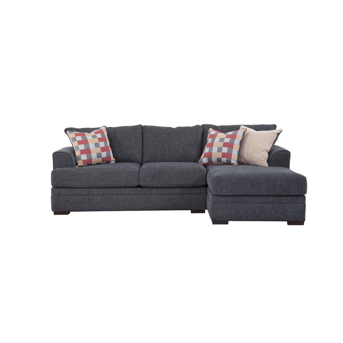 Charcoal Two Piece Sectional Sofa with Three Throw Pillows B79436