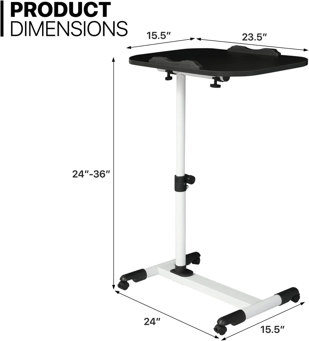Black Adjustable Height Mobile Laptop Desk with Wheels N512600