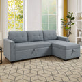 Linen Brown Convertible Sectional Sofa Q946957