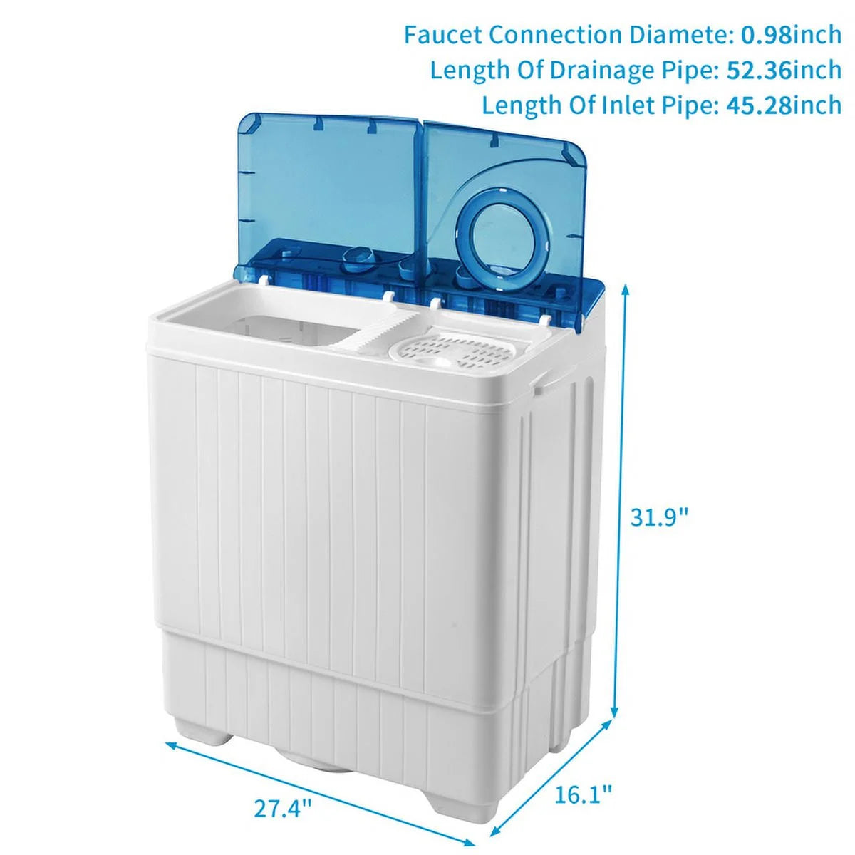 Semi-automatic Twin Tub Washing Machine, White&Blue F145734
