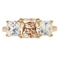 18K Yellow Gold Three-Stone Ring with Clear Simulated Diamond E9069