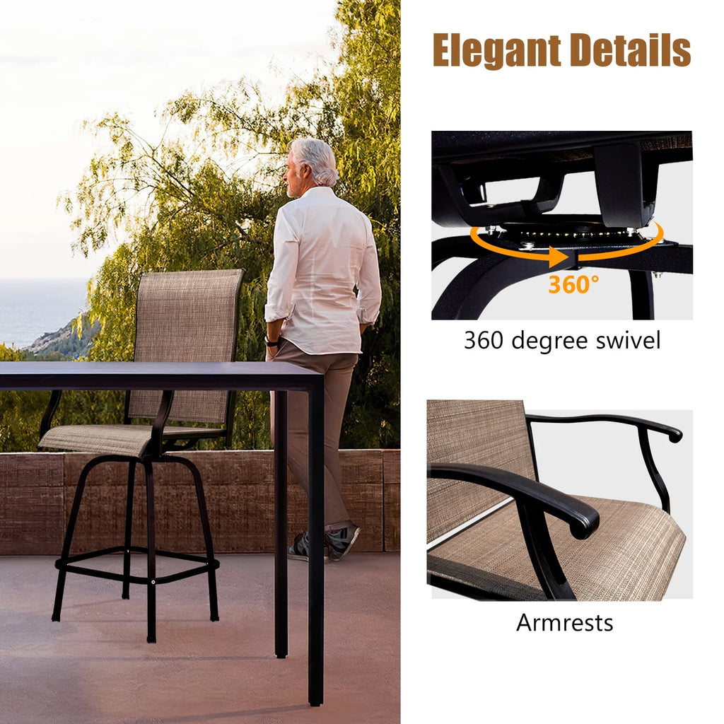 Tan Metal Bistro Chair and Table Set of Three O7145