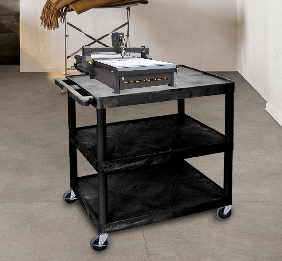 Black 3-Shelf Utility Cart P217994