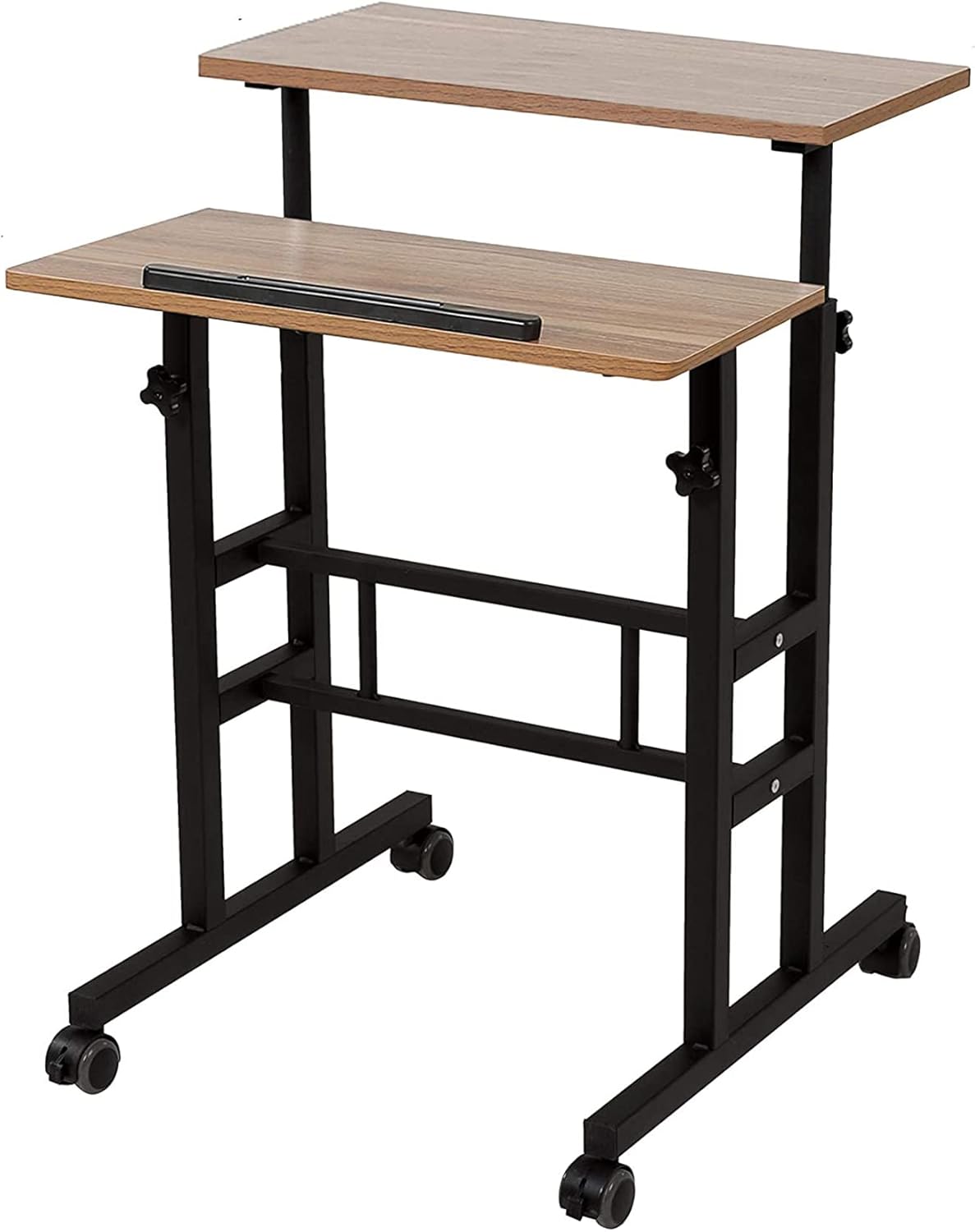 Oak Height Adjustable Standing Desk with Carpet Wheels G39252