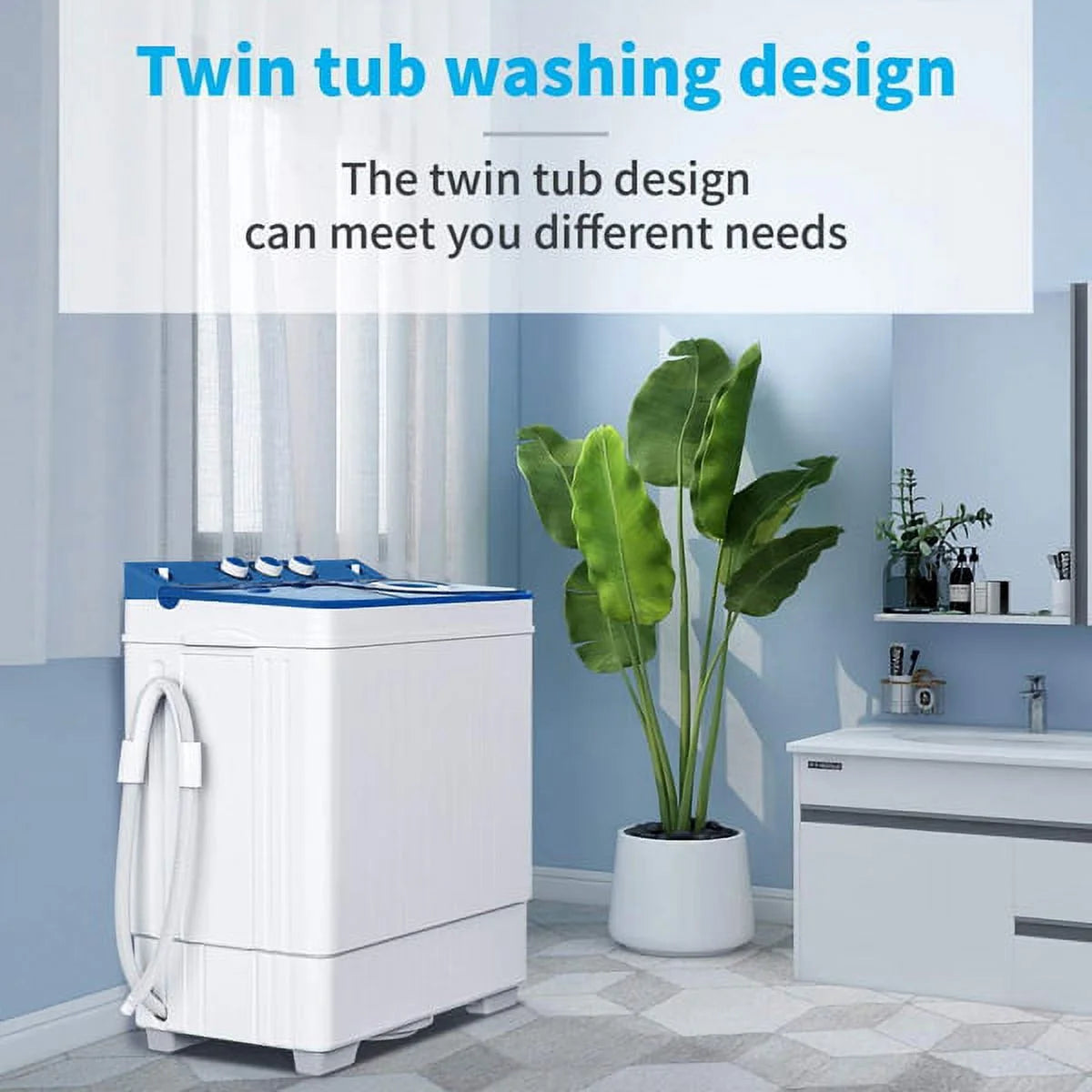 Semi-automatic Twin Tub Washing Machine, White&Blue F145734