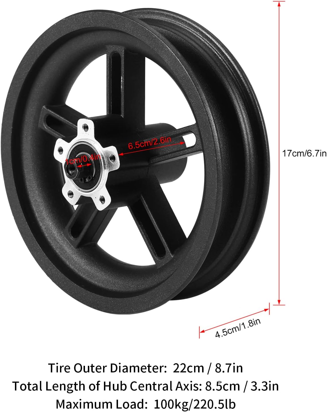 8.5 inch Electric Scooter Rear Tire Set with Wheel Hub Disc Brake, Pack of 2 T269824