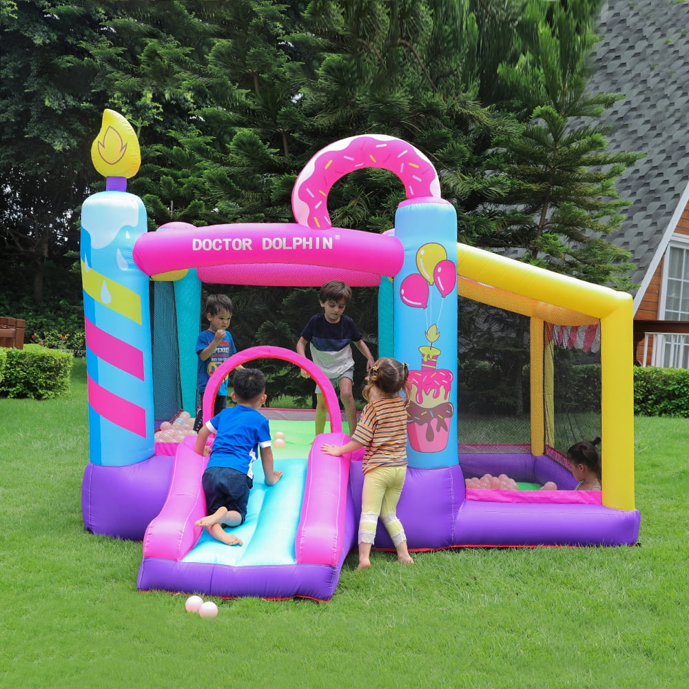 Inflatable Slide Bouncer House with Ball Pool and Storage Bag J2665