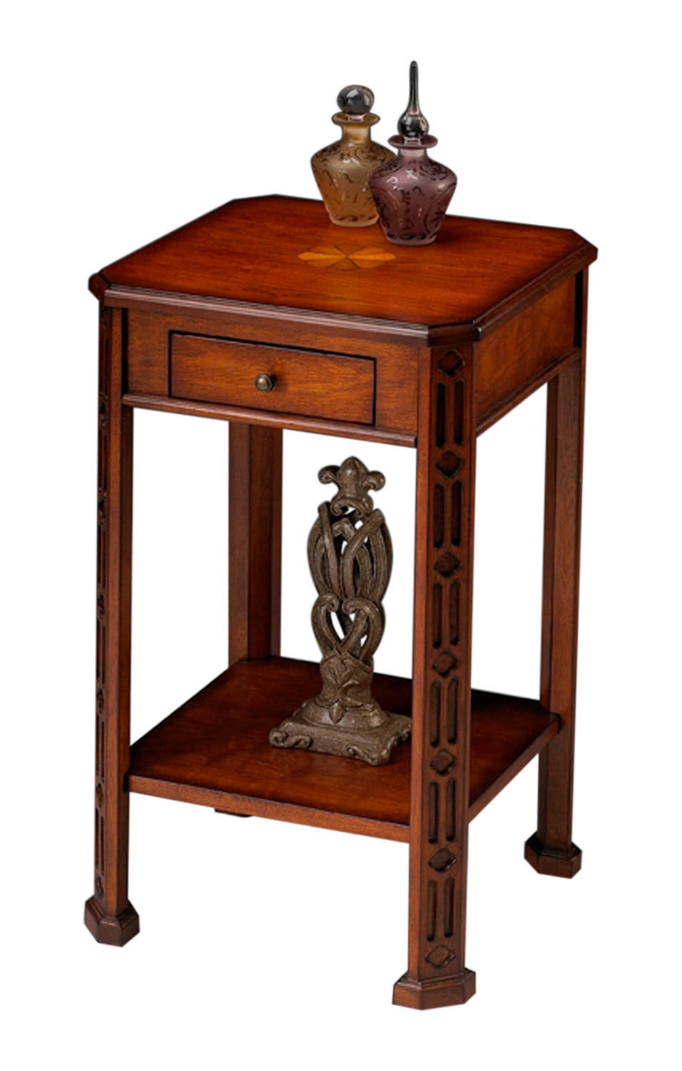 Traditional Rectangular Olive Ash Burl Accent Table X1237
