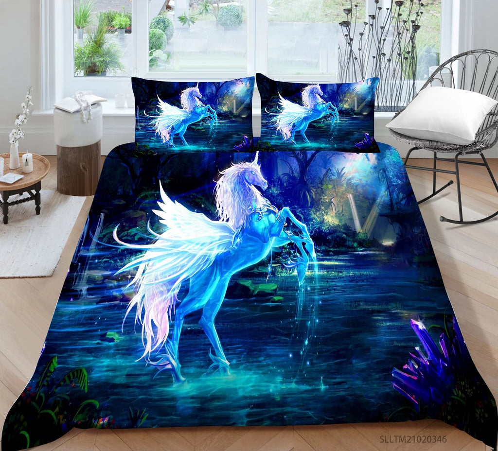 3D Unicorn Printing Duvet Cover Set Twin S938092