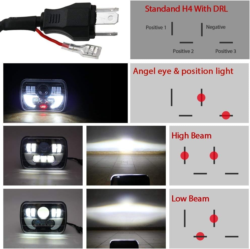 2PCS 5x7 LED Headlight Sealed Beam Hi/Lo Beam DRL I5622