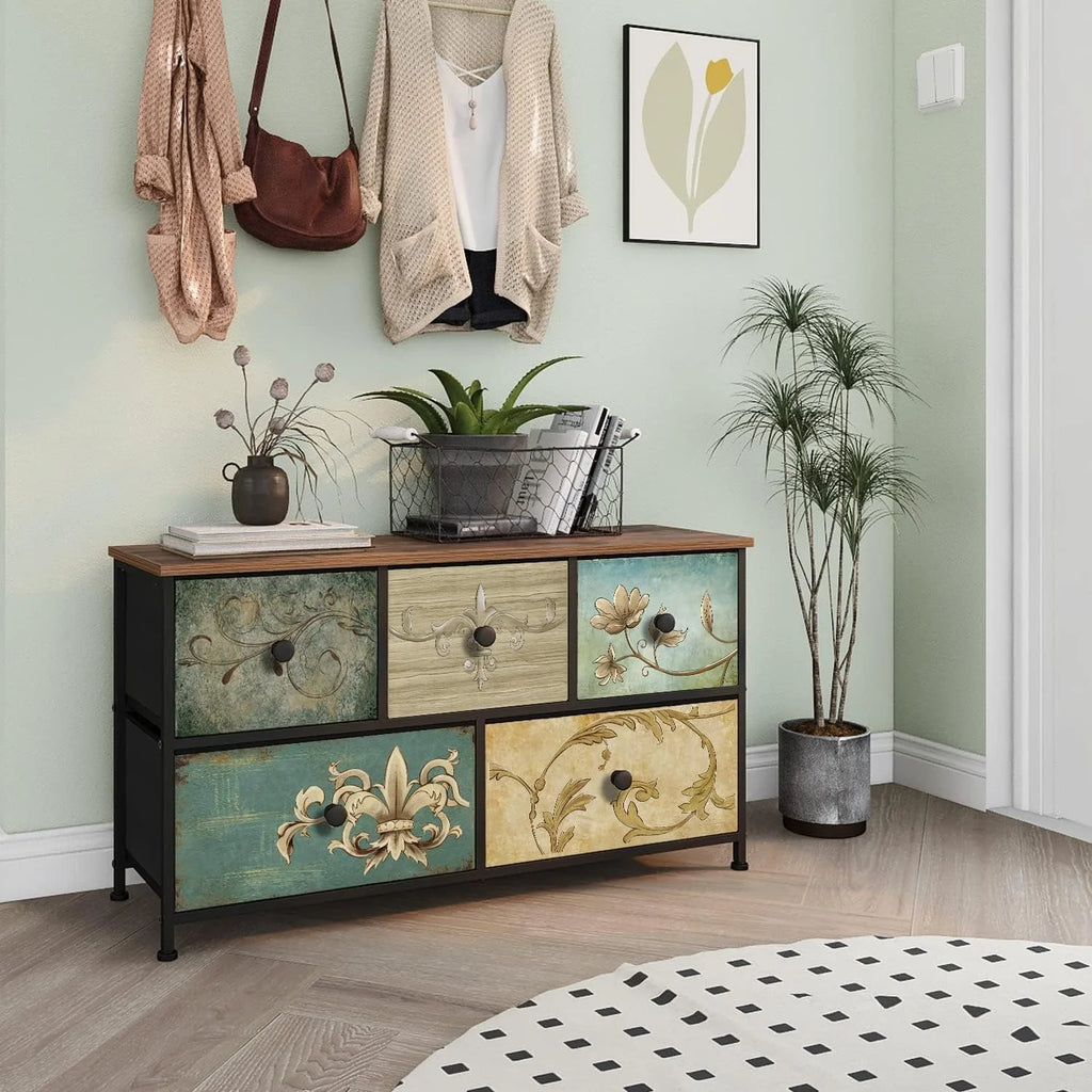 Fabric Dresser with 5 Drawers E88397
